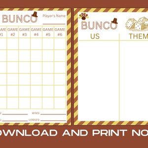 Thanksgiving Bunco Score Sheets, Thanksgiving Bunco Score Cards, Bunco ...