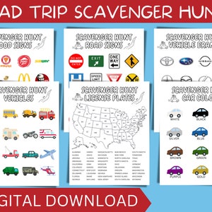 Road Trip Scavenger Hunt, Car Games, Family Vacations, Scavenger Hunt, Family Road Trip, Car Search Activity, Road Trip Planner, travel kit