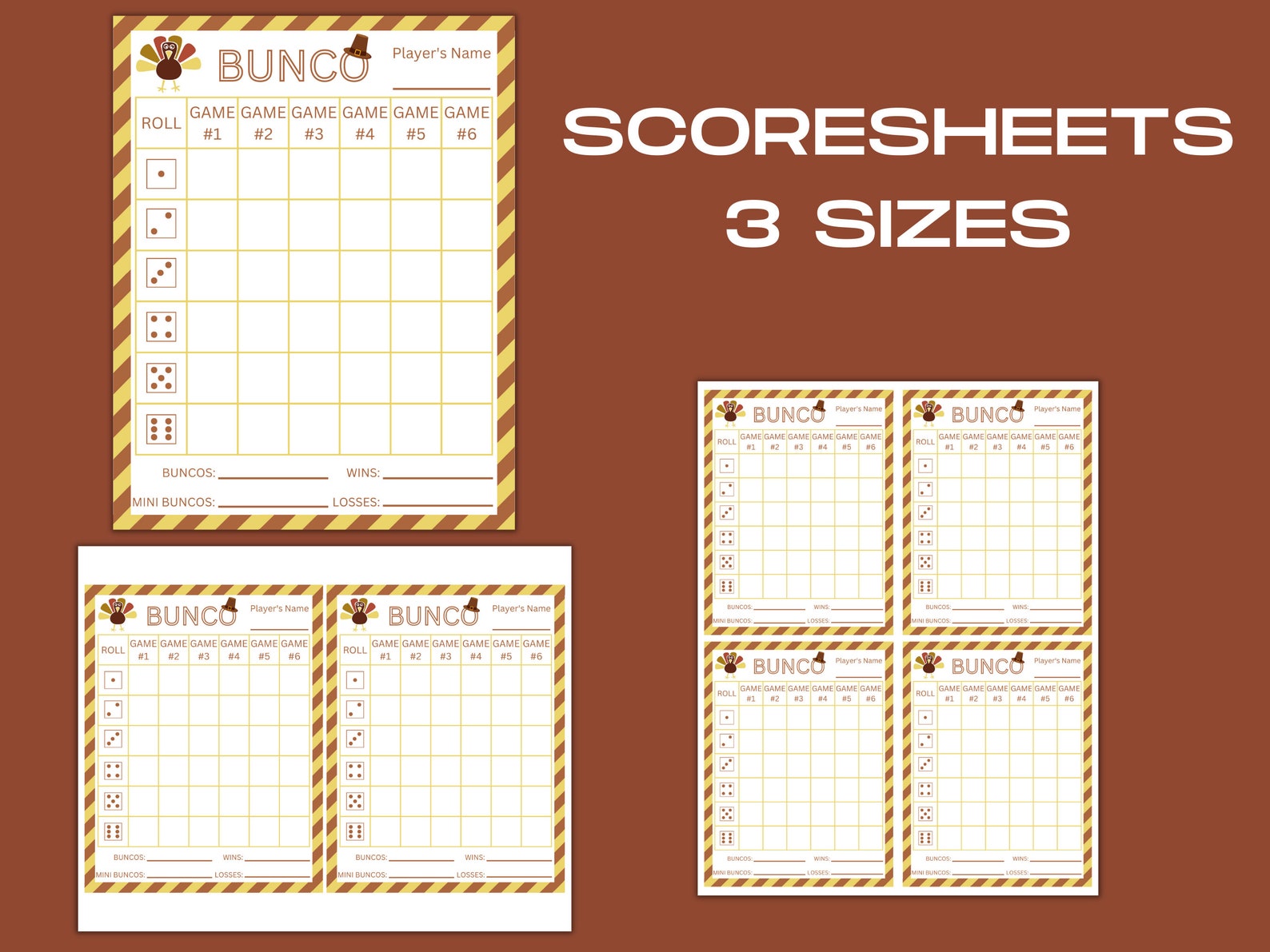 Thanksgiving Bunco Score Sheets, Thanksgiving Bunco Score Cards, Bunco ...