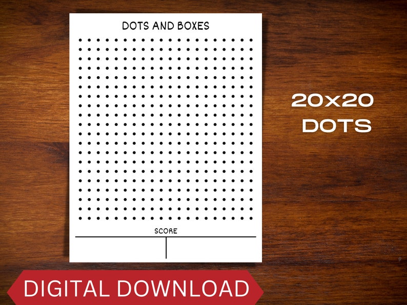 Dots and Boxes Printable Dots and Boxes Game Game Sheets Etsy