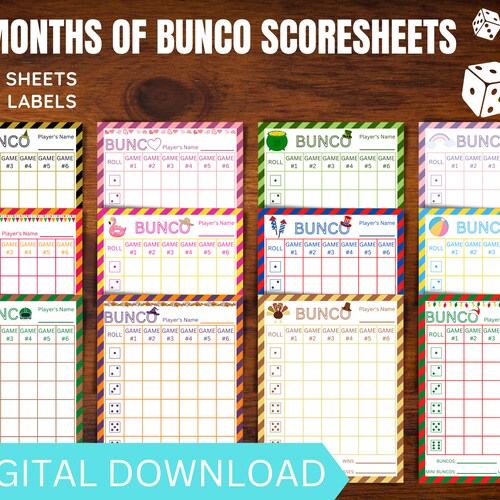 Bunco Printable Bunco Cards - Etsy