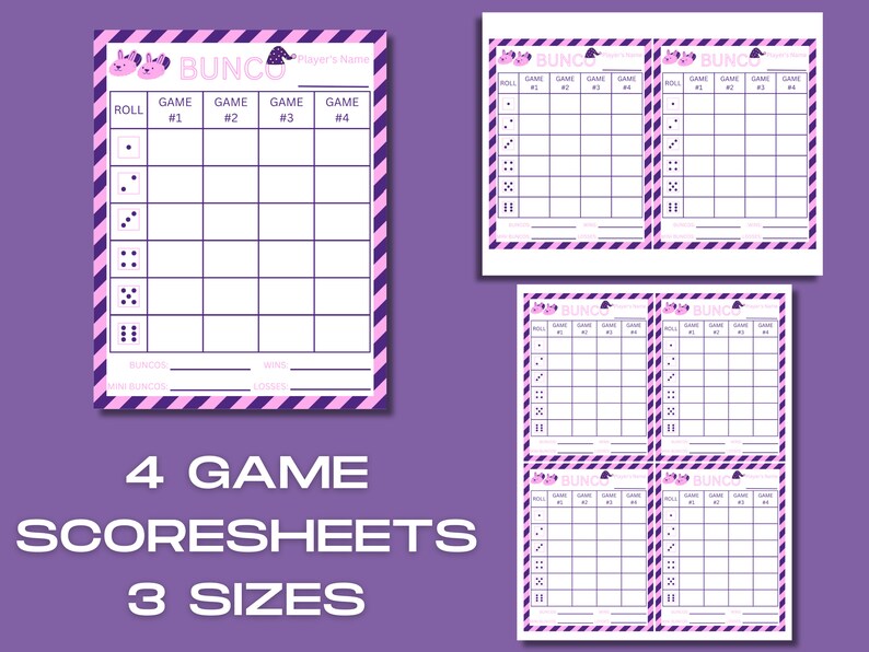 Pajama Party Bunco Score Sheets, Pajama Bunco Score Cards, Bunco Tally ...