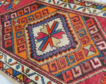 2x3 Vintage Rug 2x3 Rug Turkish Area Rug 2x3 Rug Wool And Cotton 1970's