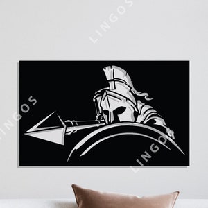 Spartan Wall Decor, Warrior Vector, Gladiator DXF File, Cnc Cutting Router, Silhouette, Home Decor, Cdr, SVG, Pdf, Laser, Instant Download