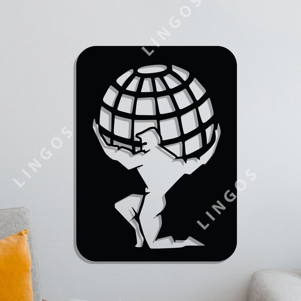 Atlas Statue Design laser cut svg dxf files wall sticker engraving decal silhouette template cnc cut router digital vector instand download