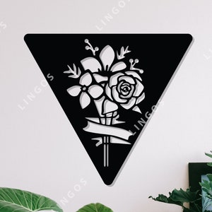 Decoração de parede de flores DXF, arquivo de corte rosa, arte de parede floral SVG, corte a laser, arquivo de corte CNC, silhueta, buquê Cdr, download instantâneo, Cricut, Pdf