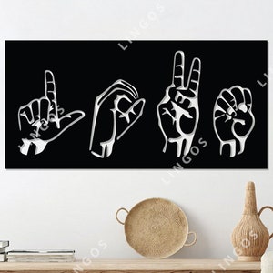 Love ASL-muurdecoratie gebarentaal: vectorsilhouet (digitale download)