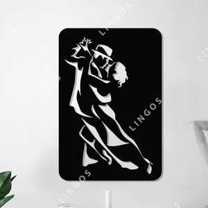 Arte mural de pareja de tango / Silueta de baile romántico SVG DXF Archivos cortados con láser