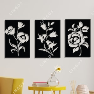 Flower Design laser cut svg dxf files wall sticker engraving decal template cnc cutting router digital vector instand download silhouette