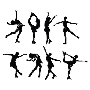 Figure Skating SVG Bundle: Ice Skater Silhouette Vector (Digital Files)