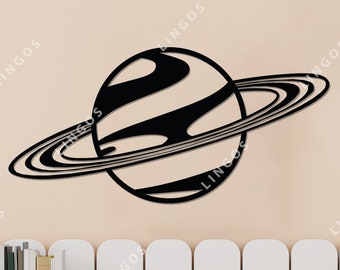 Arte murale di Saturno: modello SVG DXF CNC del pianeta con anelli (download digitale)