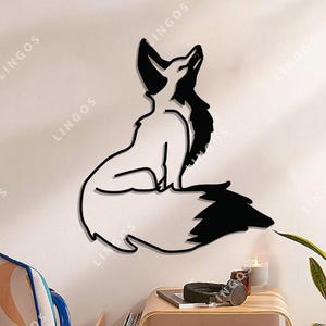 Art mural renard DXF, renard hurlant coupe fichier SVG, décor animalier de la faune Cdr Ai PDF, conception découpée au Laser de chambre d'enfant des bois