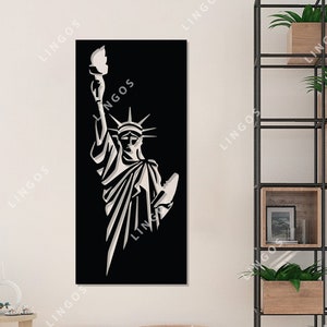 A Estátua da Liberdade Design corte a laser arquivos svg dxf adesivo de parede gravura decalque silhueta modelo cnc corte roteador vetor instand download