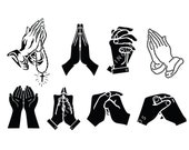 Praying Hand Vector: Religious SVG Bundle, Church Silhouette (Digital Files)