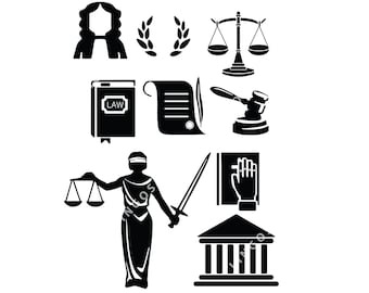 Law & Justice-pictogrammen: juridische SVG-bundel (digitale bestanden)