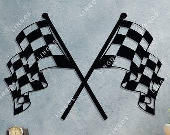 Checkered Racing Flag Vector Silhouette: CNC, Cricut, Laser Cut (Digital Download)