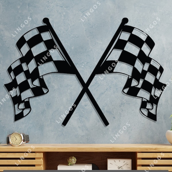 Racing Flag Vector, Checkered Silhouette, Instant download , Finish Flag Wall Decor, DXF, Cricut, Cnc Cutting Router, SVG, Cdr , Ai, PDF
