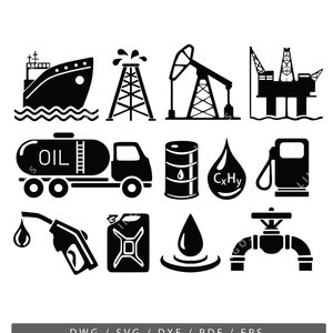 Oilfield SVG Bundle: Drilling Rig, Pump, Fuel (Digital Download)