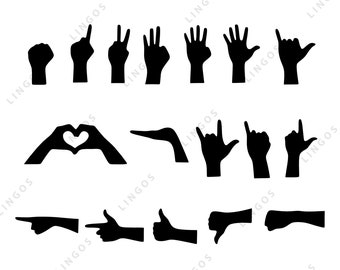 Hand Gesture SVG Bundle - Finger Signs Silhouettes