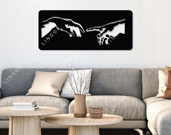 Creation of Adam Hands Silhouette: Michelangelo Inspired Wall Art (Digital Download