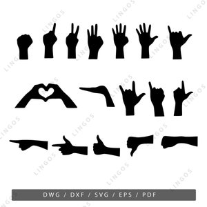 Pacchetto segno mano SVG, Pace DXF, Amore Eps, Punch Dwg, Pdf, Cricut Svg, Segno vettoriale, File di illustrazioni, Laser, Router di CNC, File di taglio al plasma