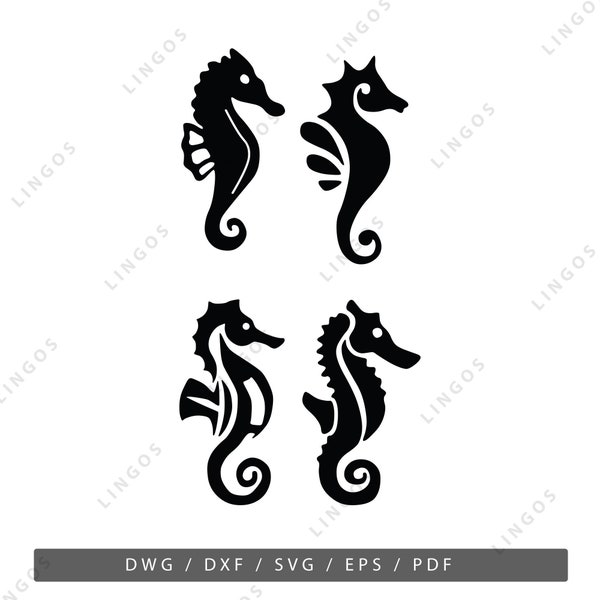 Seahorse Svg,Hippocampus Vector,PDF,Digital Files,Syngnathidae Dwg,Dxf,Eps,Illustrations,ClipArt,Silhouette,Laser,Cnc Router,Plasma Cutting