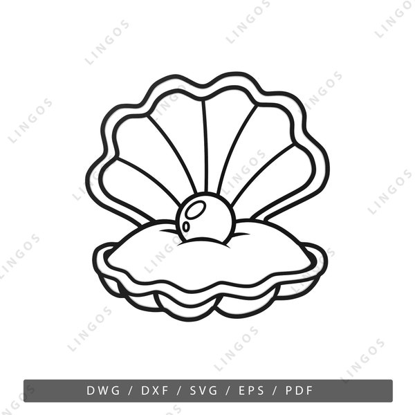 Oyster, Clam Svg File, Pearl Laser Cut File, Plans,Pdf, DWG, SVG, DXF, vector plans, Laser Cut Patern, Cnc route, Plasma file