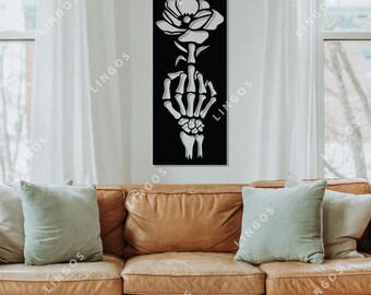Middle Finger Flower SVG – Gothic Skeleton Hand Floral DXF
