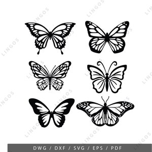 Butterfly Bundle Dxf, Eps, Dwg, Butterfly Black, Butterfly Cut, Digital ...