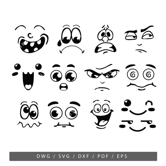 Face Expressions SVG Character Vector Emoji PDF Cartoon Etsy