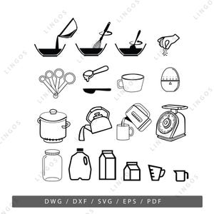 Kitchen Tools & Cooking Icon Bundle PDF | Culinary Vector Clipart for Chefs DXF | SVG eps dwg