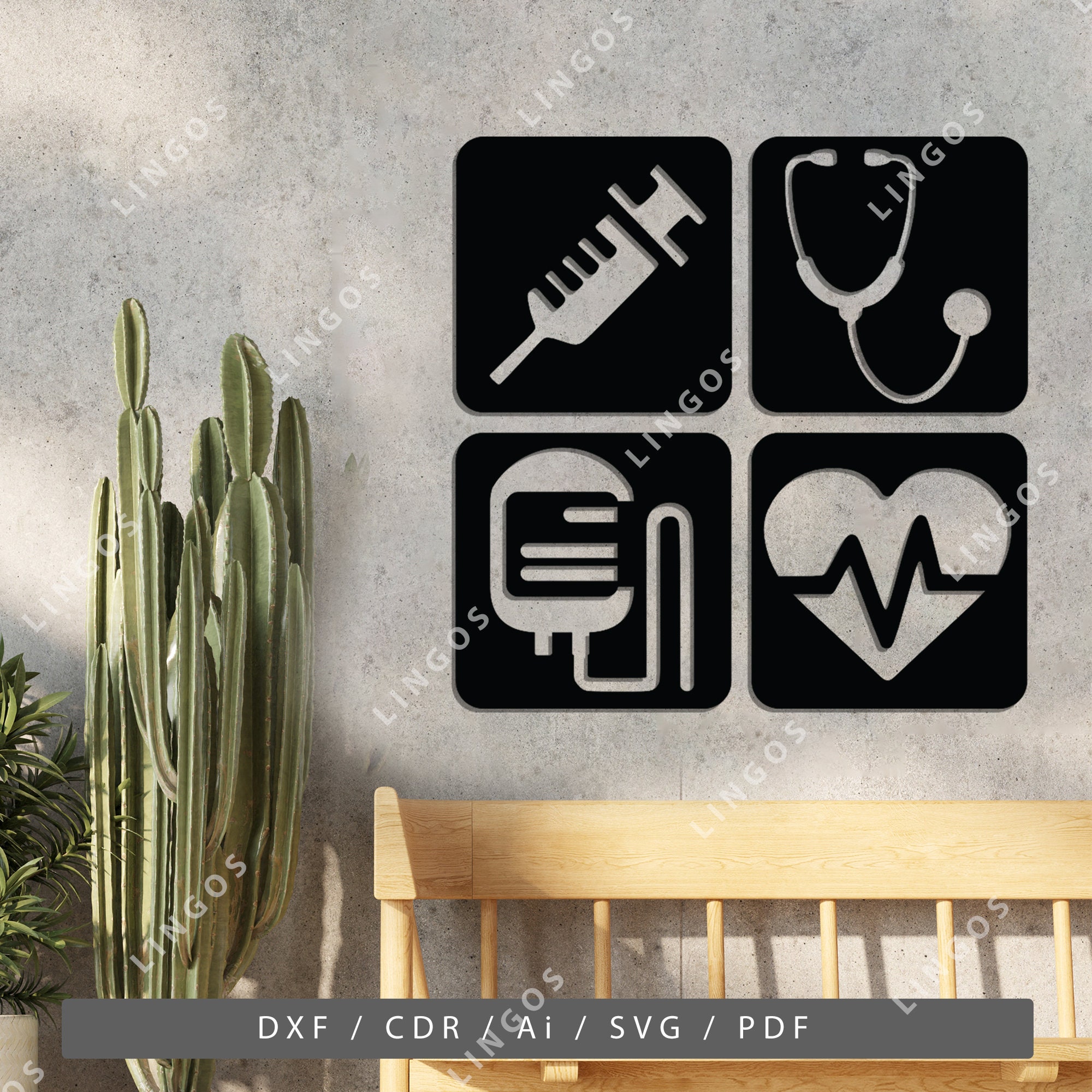 Medical Symbol DXF Medicine Wall Art Tools Vector Syringe Etsy
