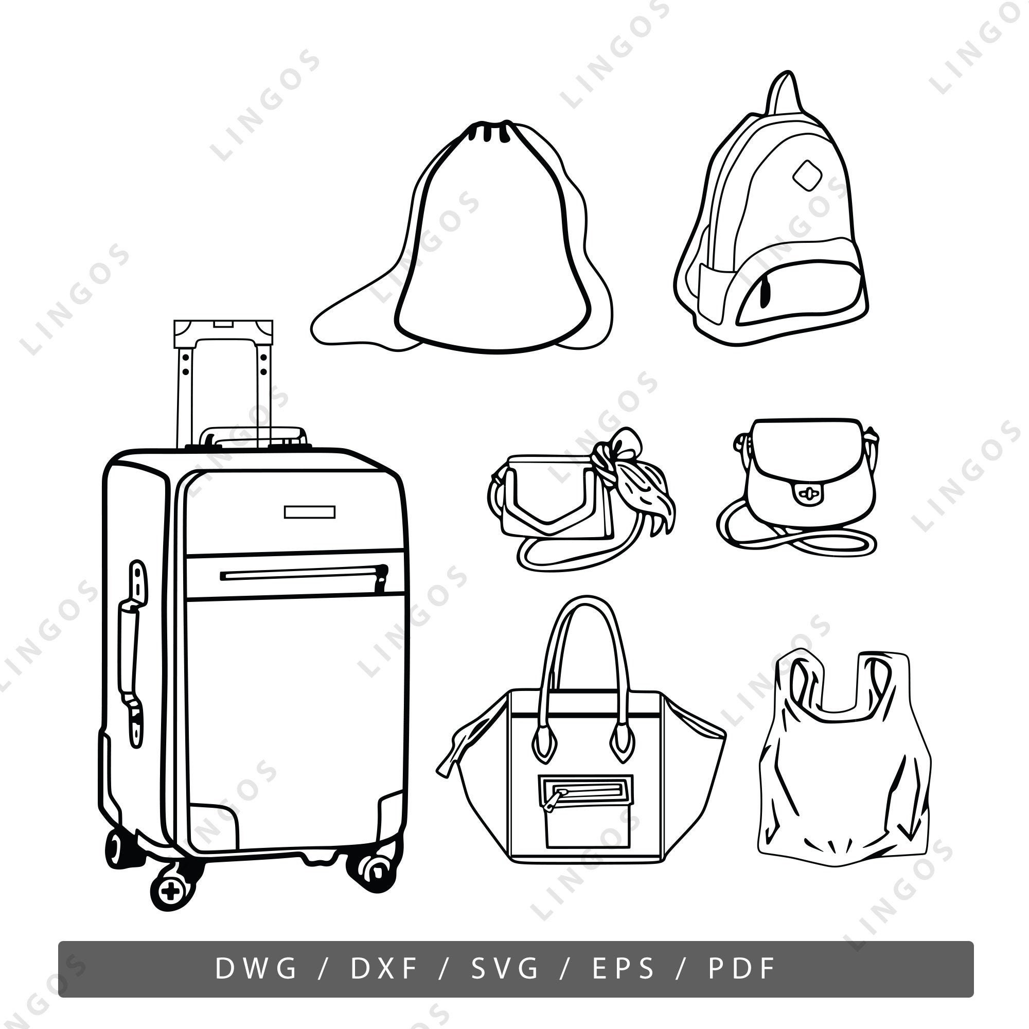 Bags SVG Bundle Suitcase Vector Sleeve Bag DWG File Pack Etsy Canada