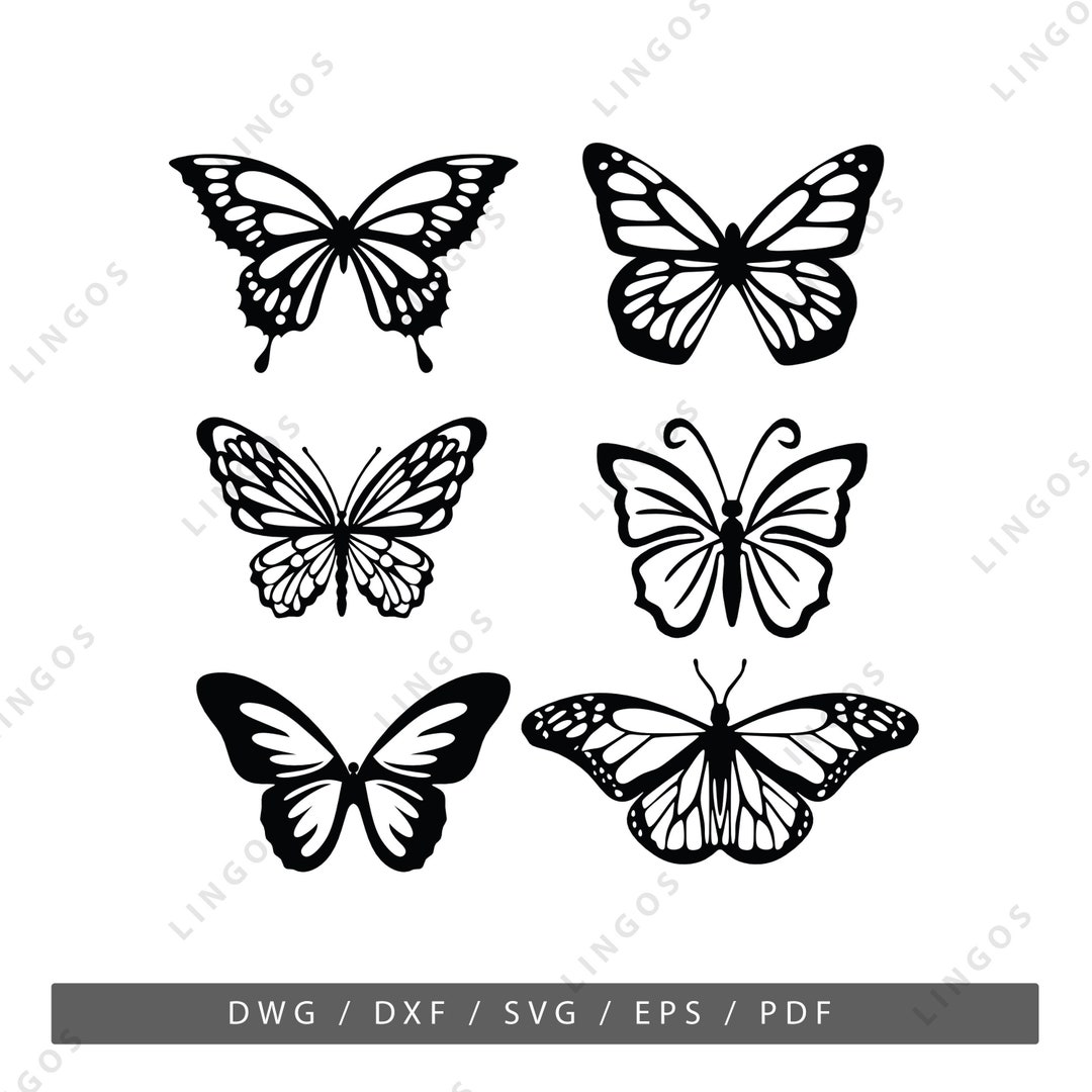 Butterfly Bundle Dxf, Eps, Dwg, Butterfly Black, Butterfly Cut, Digital ...