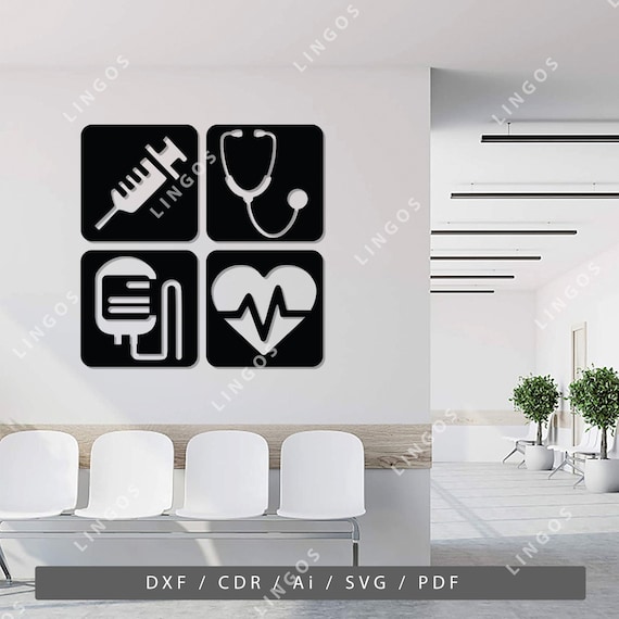Medical Symbol DXF Medicine Wall Art Tools Vector Syringe Etsy