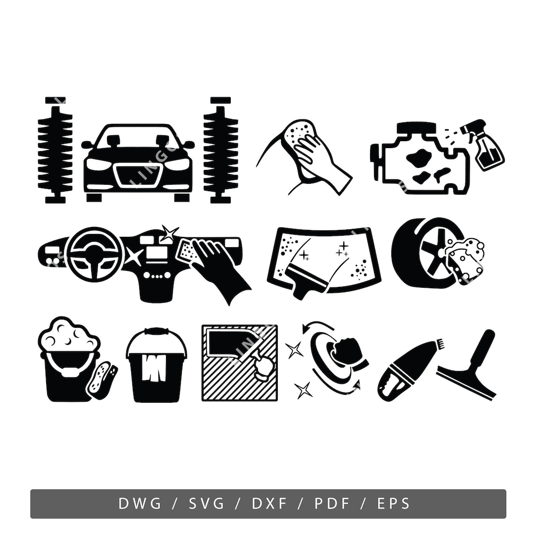 Car Wash SVG Bundle, Washing Equipment Vector, Cleaning Service Eps