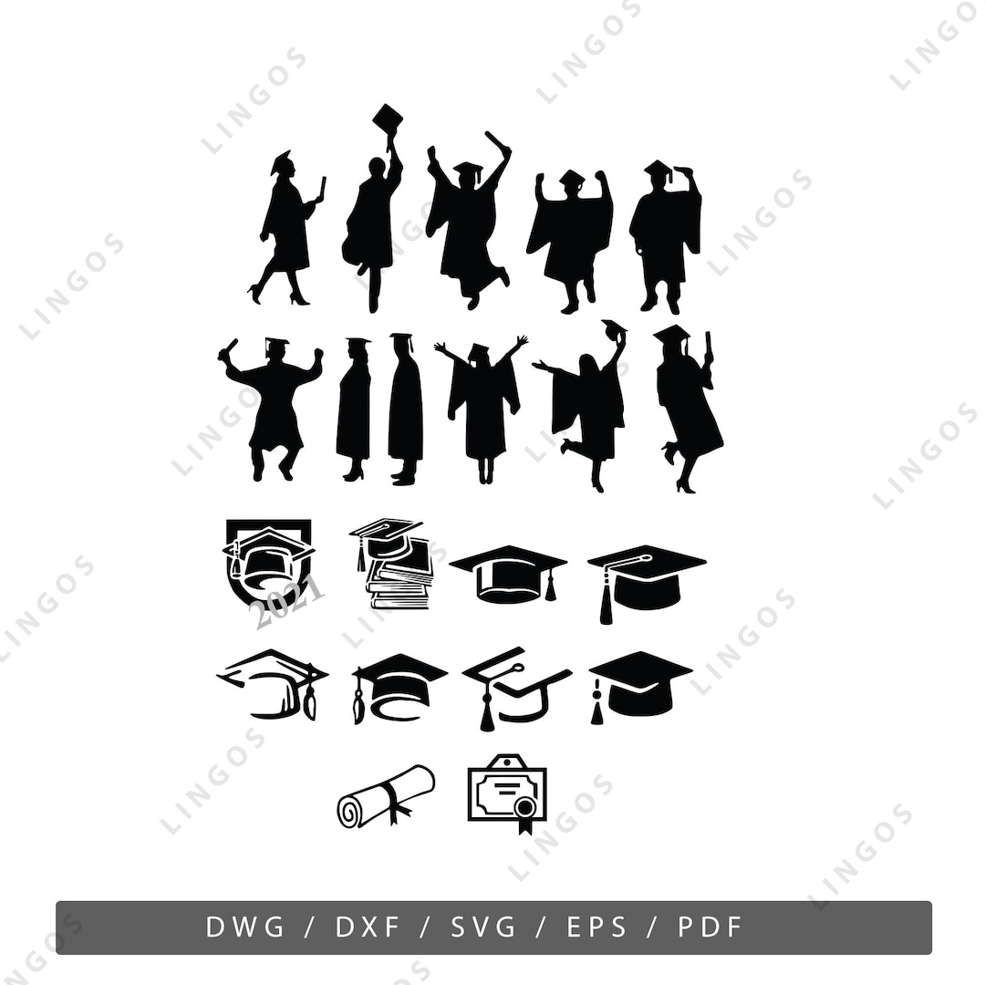 Graduation Silhouette DXF Bundle | Graduate SVG - Etsy Canada