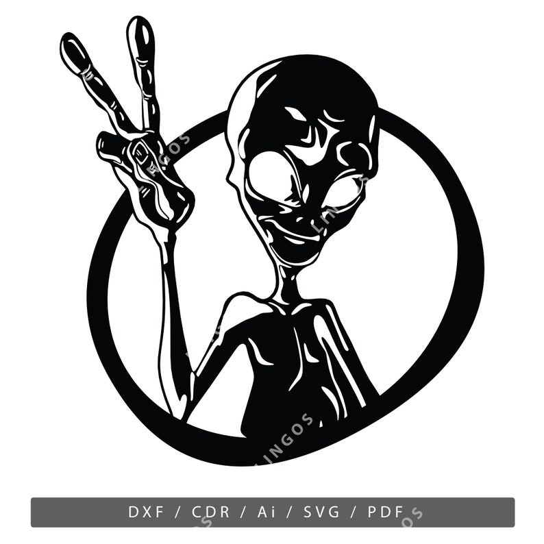 Alien Peace Sign Wall Decor: CNC Laser Cut File (digital Download) - Etsy