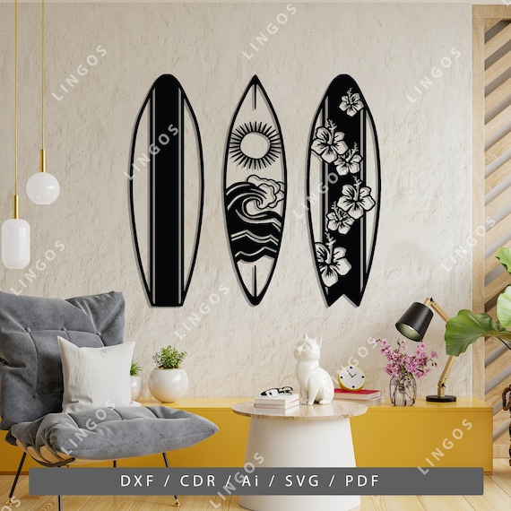 アート・デザイン・音楽 surf surf Surfboard Vector, Surfing Wall Art, Beach Silhouette, Summer