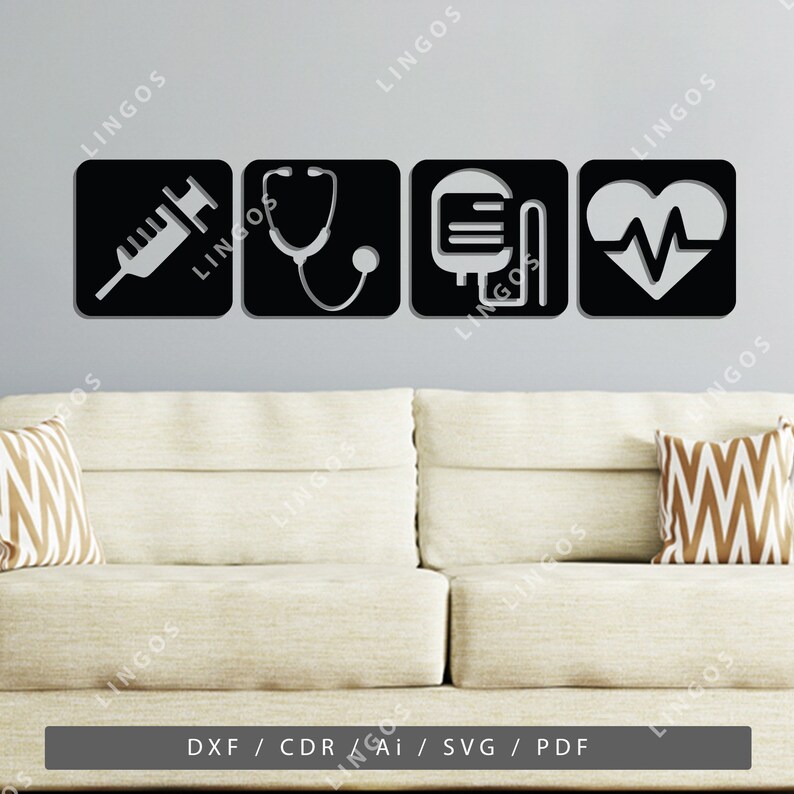 Medical Symbol DXF Medicine Wall Art Tools Vector Syringe Etsy
