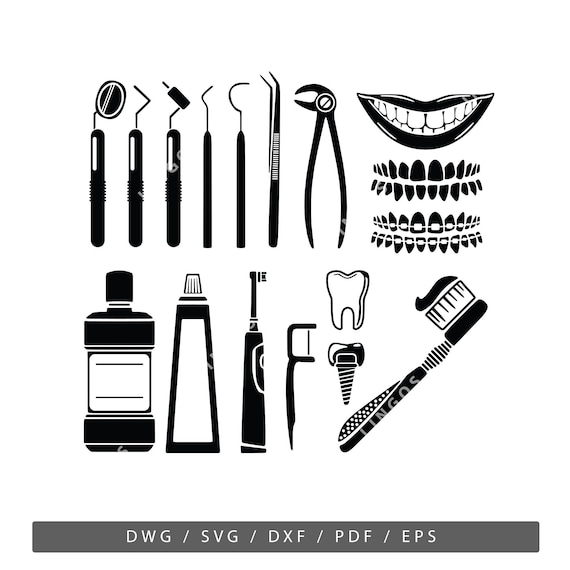Dental Tools Svg, Dentist Digital Files, Tooth Vector, Teeth  Pdf,dwg,dxf,eps, Silhouette, Illustrations, Instant Download, Dentist  Equipment - Etsy