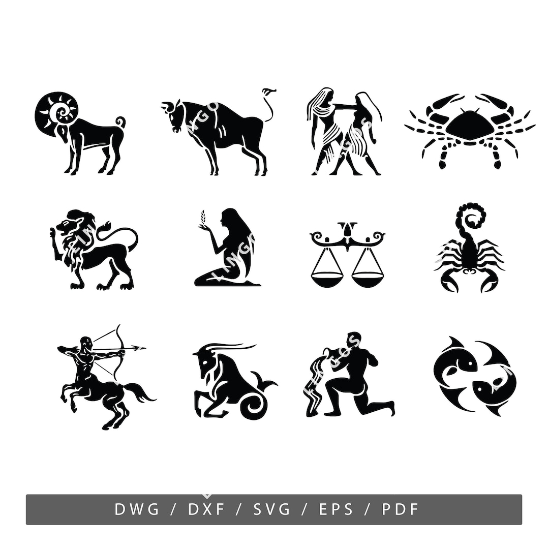 Zodiac Sign Svg Bundlehoroscope Vectorastrologysymbols DWG - Etsy