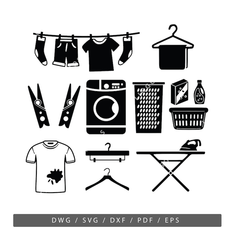 Laundry Sign SVG: Wash Dry Fold Vector Graphics (digital Files) - Etsy ...