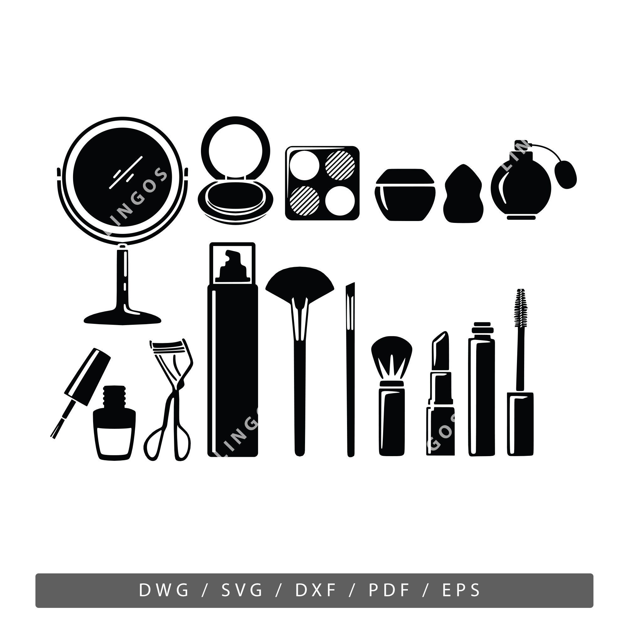 Makeup DWG File Cosmetic Bundle Vector Beauty Silhouette Etsy