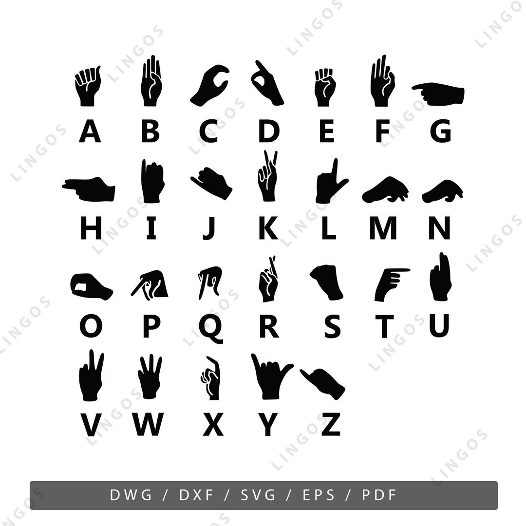 Sign Language SVG Bundle, Vector, Silhouette, Pdf, Dxf, Eps , Alphabet ...