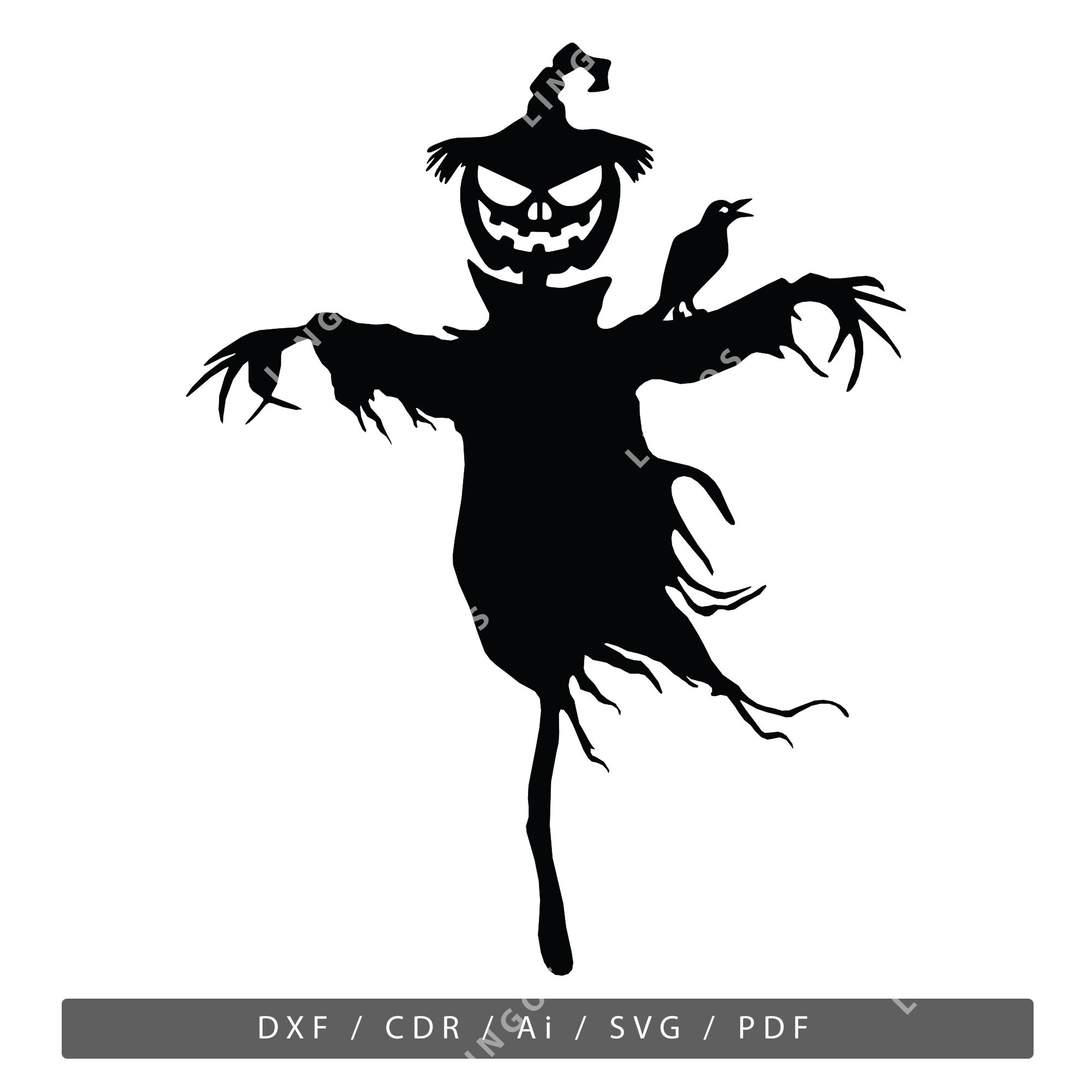 Halloween Scarecrow Design Digital Vector Svg Dxf Files Wall Etsy