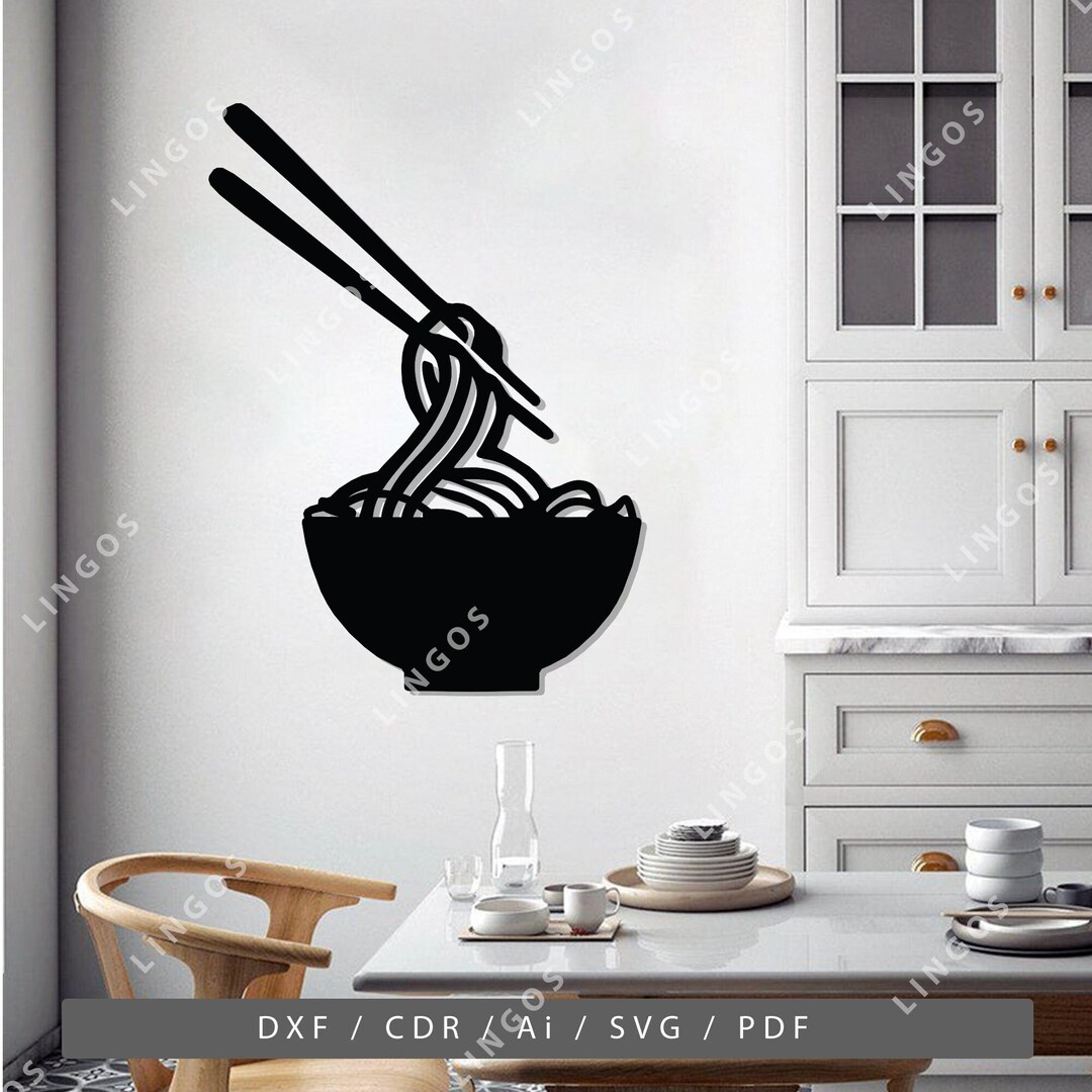 Noodle Vector, Asian Food Wall Art, Ramen DXF, Chopstick PDF, Bowl of ...