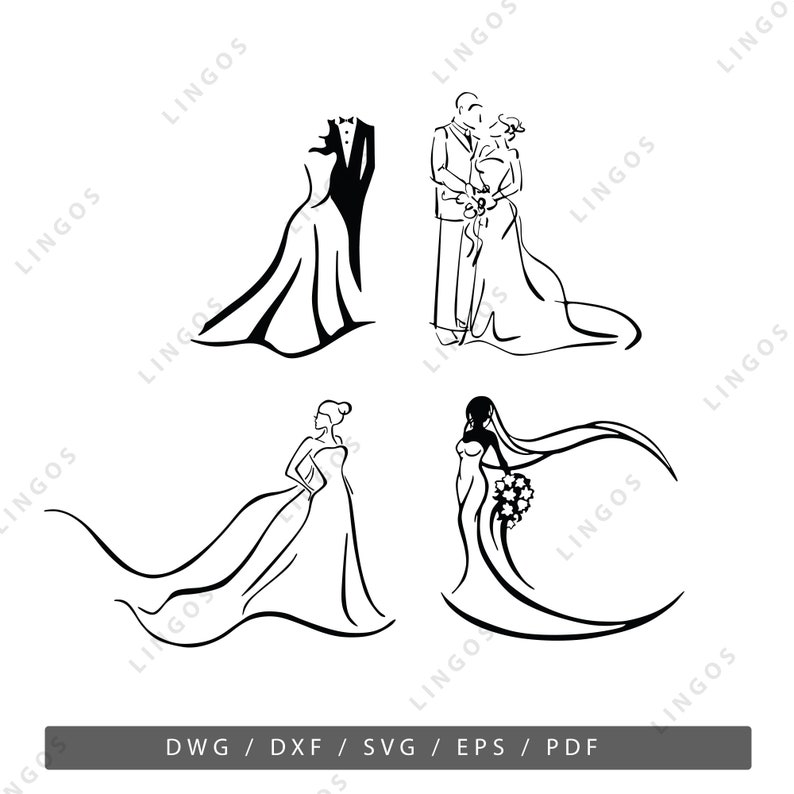 Wedding SVG Bundle Bride and Groom Vector Bridal PDF DWG - Etsy