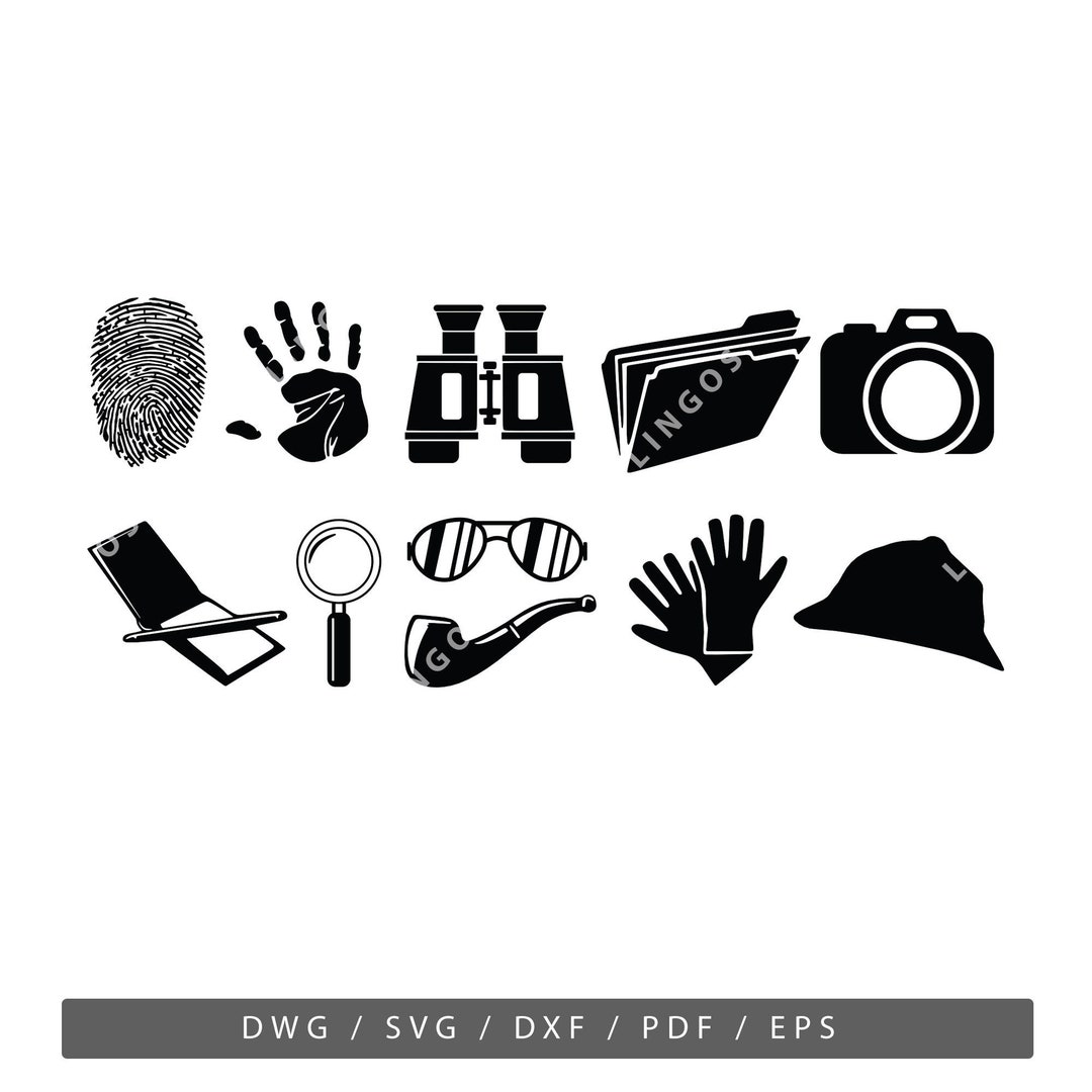 Detective Tools Vector, Private Investigator SVG, Magnifying Glass