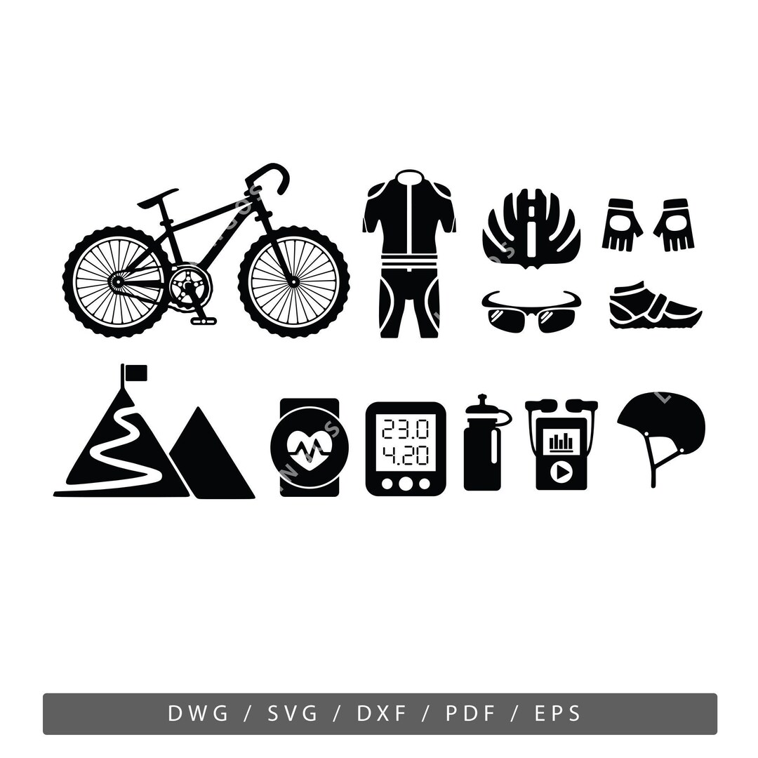 Cycling Elements SVG Cyclist Vector File Bicyclist Digital Etsy UK